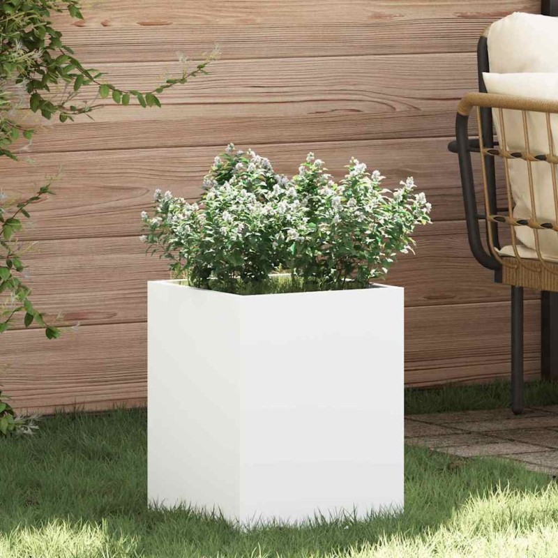 Cache-pot de jardin Blanc 32 x 32 x 40 cm Acier laminé à froid 537005537005