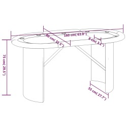 Table de poker 10 joueurs Bleu 160x80x75 cm 537014537014