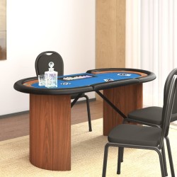 Table de poker 8 joueurs avec plateau à jetons Bleu 160x80x75cm 537015537015