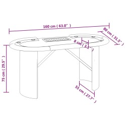 Table de poker 8 joueurs avec plateau à jetons Bleu 160x80x75cm 537015537015