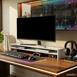 Support de moniteur Blanc 100 x 24 x 13 cm Bois d'ingénierie 537024537024