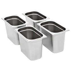 Récipients Gastronorm 4 pcs GN 1/4 200 mm Acier inoxydable  537048537048
