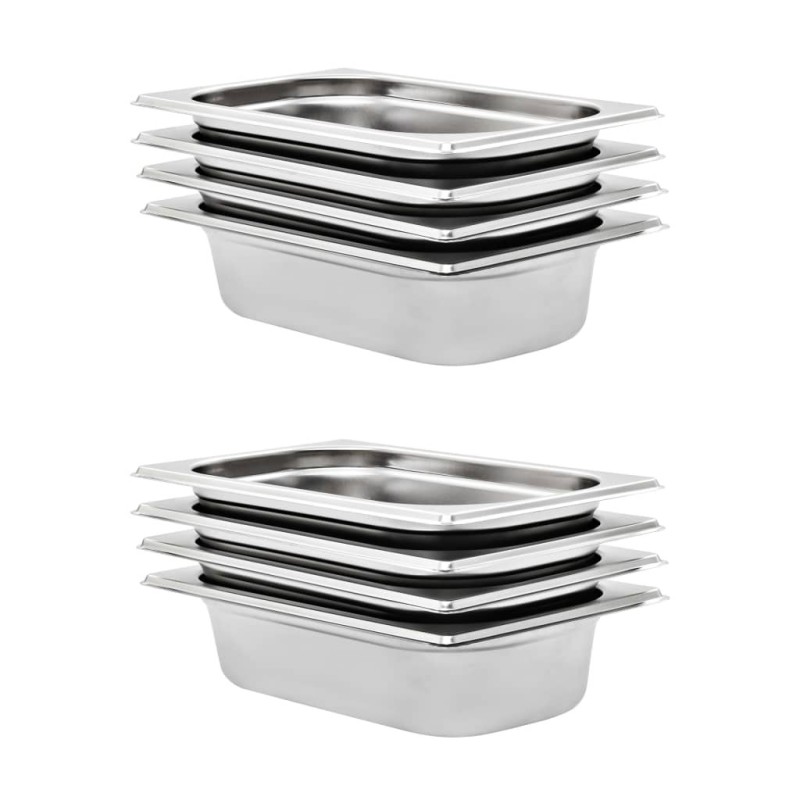 Récipients Gastronorm 8 pcs GN 1/4 65 mm Acier inoxydable 537051537051