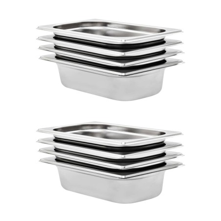 Récipients Gastronorm 8 pcs GN 1/4 65 mm Acier inoxydable 537051537051