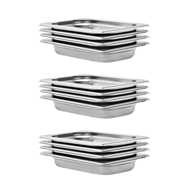 Récipients Gastronorm 12 pcs GN 1/4 40 mm Acier inoxydable 537052537052
