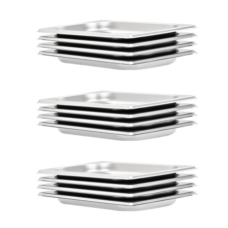Récipients Gastronorm 12 pcs GN 1/4 20 mm Acier inoxydable 537065537065
