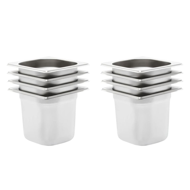Récipients Gastronorm 8 pcs GN 1/6 150 mm Acier inoxydable 537069537069