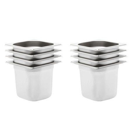 Récipients Gastronorm 8 pcs GN 1/6 150 mm Acier inoxydable 537069537069