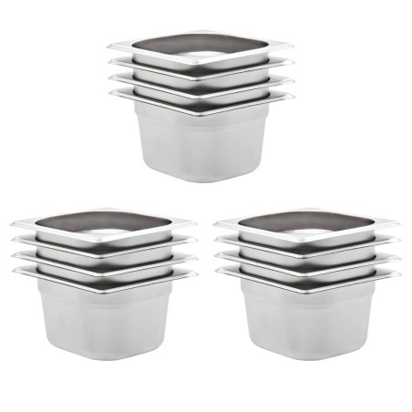 Récipients Gastronorm 12 pcs GN 1/6 100 mm Acier inoxydable  537070537070