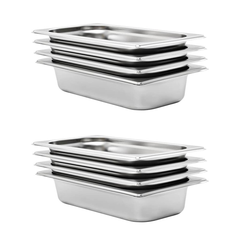 Récipients Gastronorm 8 pcs GN 1/3 65 mm Acier inoxydable 537071537071