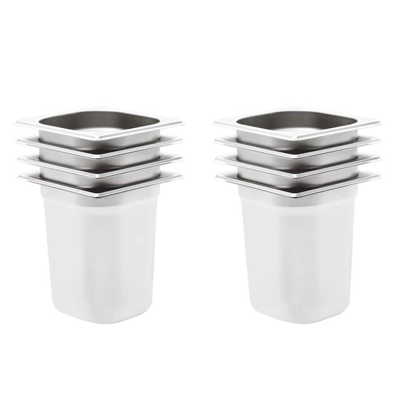 Récipients Gastronorm 8 pcs GN 1/6 200 mm Acier inoxydable 537077537077