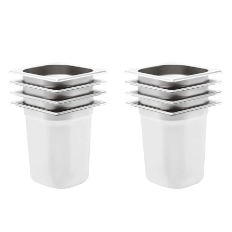 Récipients Gastronorm 8 pcs GN 1/6 200 mm Acier inoxydable 537077537077