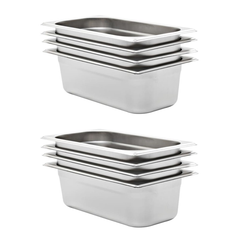 Récipients Gastronorm 8 pcs GN 1/3 100 mm Acier inoxydable 537080537080