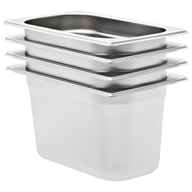 Récipients Gastronorm 4 pcs GN 1/4 150 mm Acier inoxydable  537081537081