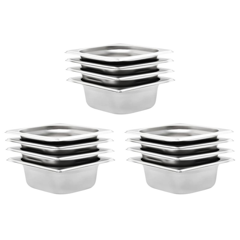 Récipients Gastronorm 12 pcs GN 1/6 65 mm Acier inoxydable  537084537084