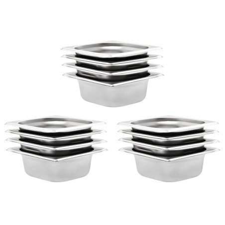 Récipients Gastronorm 12 pcs GN 1/6 65 mm Acier inoxydable  537084537084