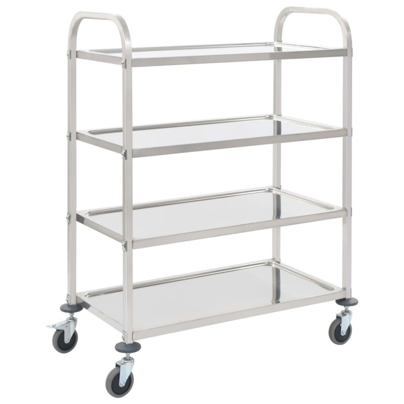 Chariot de cuisine à 4 niveaux 107x55x125 cm Acier inoxydable 537085537085