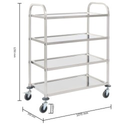 Chariot de cuisine à 4 niveaux 107x55x125 cm Acier inoxydable 537085537085