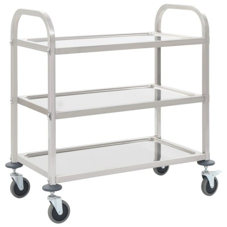 Chariot de cuisine à 3 niveaux 96,5x55x90 cm Acier inoxydable 537087537087