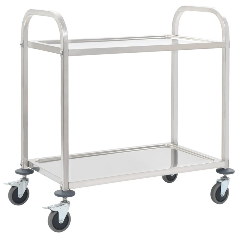 Chariot de cuisine à 2 niveaux 96,5x55x90 cm Acier inoxydable 537088537088