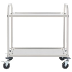 Chariot de cuisine à 2 niveaux 96,5x55x90 cm Acier inoxydable 537088537088