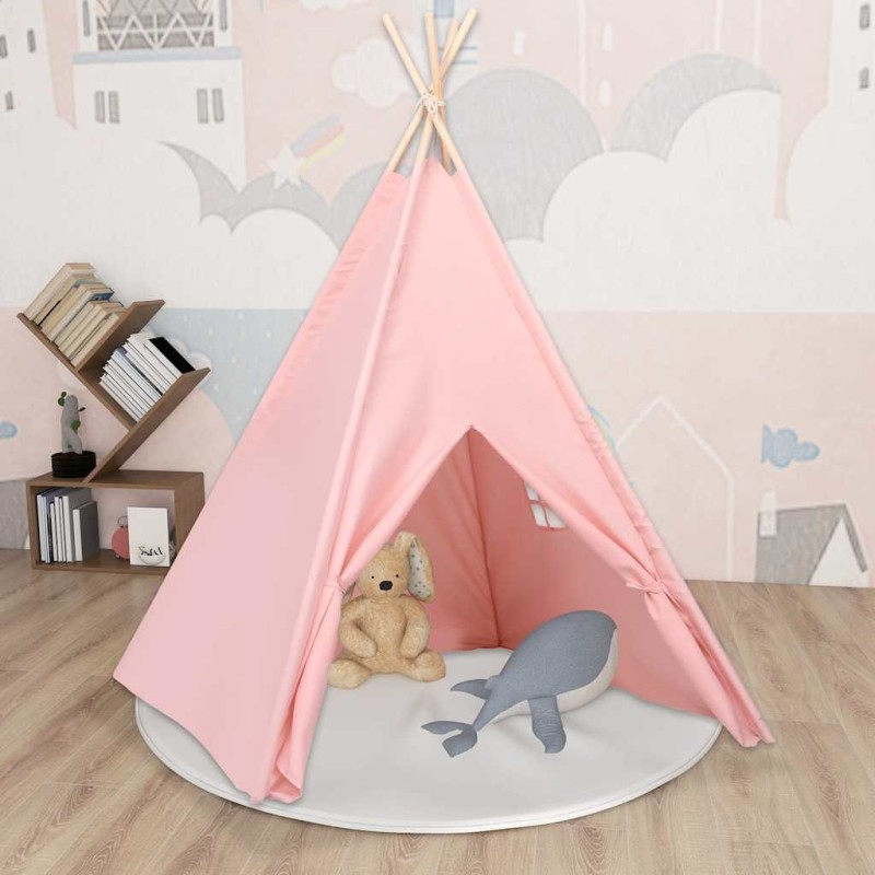 Tente tipi d'enfants avec sac Peau de pêche Rose 120x120x150 cm 537102537102
