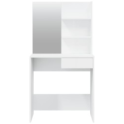 Coiffeuse avec miroir Blanc brillant 74,5x40x141 cm 537105537105