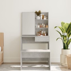 Coiffeuse avec miroir Gris béton 74,5x40x141 cm 537106537106