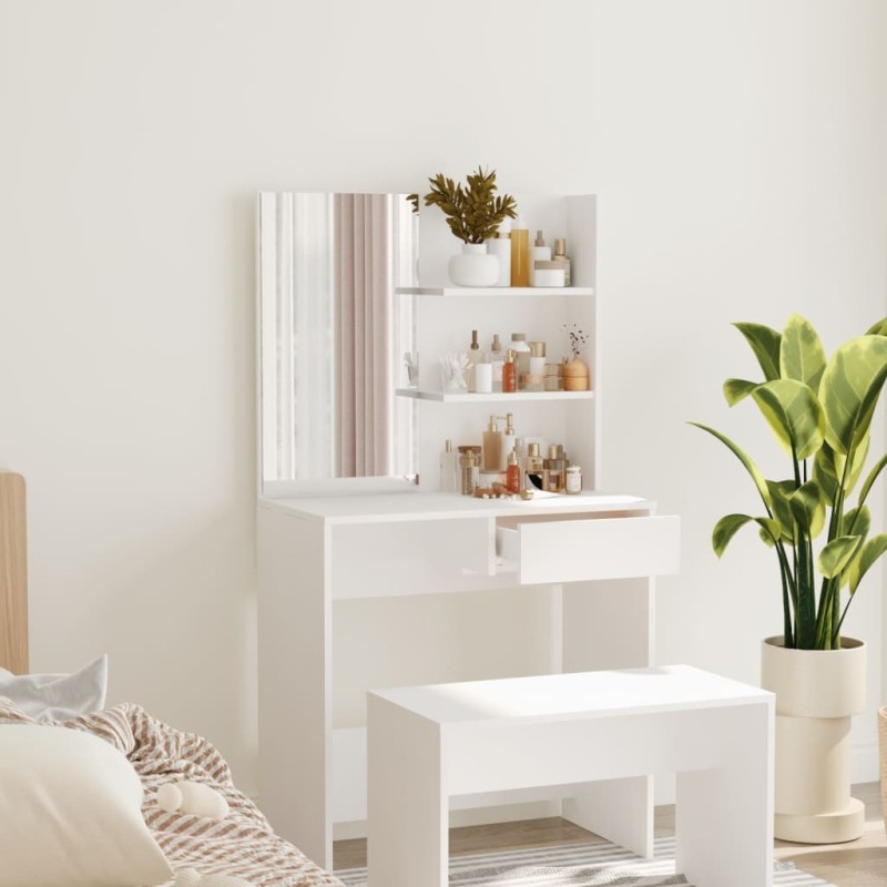 Coiffeuse avec miroir blanc 74,5x40x141 cm 537109537109