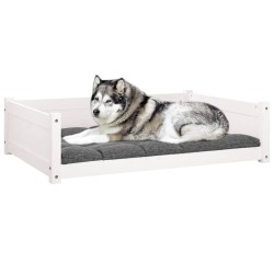 Lit pour chien Blanc 105,5x75,5x28 cm Bois de pin solide 537128537128