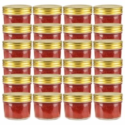 24 pcs Pots à confiture avec couvercles dorés Verre 110 ml 537130537130