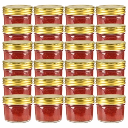 24 pcs Pots à confiture avec couvercles dorés Verre 110 ml 537130537130
