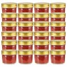 24 pcs Pots à confiture avec couvercles dorés Verre 110 ml 537130537130