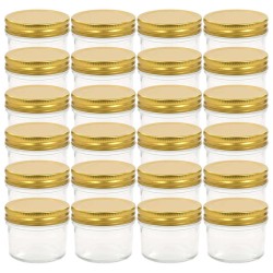 24 pcs Pots à confiture avec couvercles dorés Verre 110 ml 537130537130
