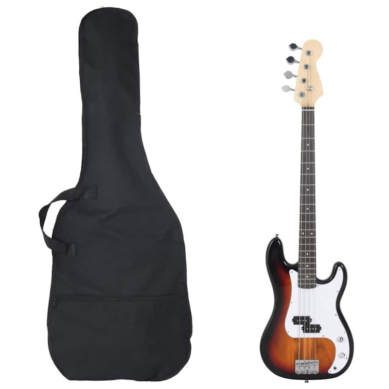 Guitare basse électrique de débutants sac brun et blanc 4/4 46" 537147537147