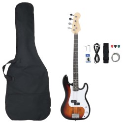 Guitare basse électrique de débutants sac brun et blanc 4/4 46" 537147537147