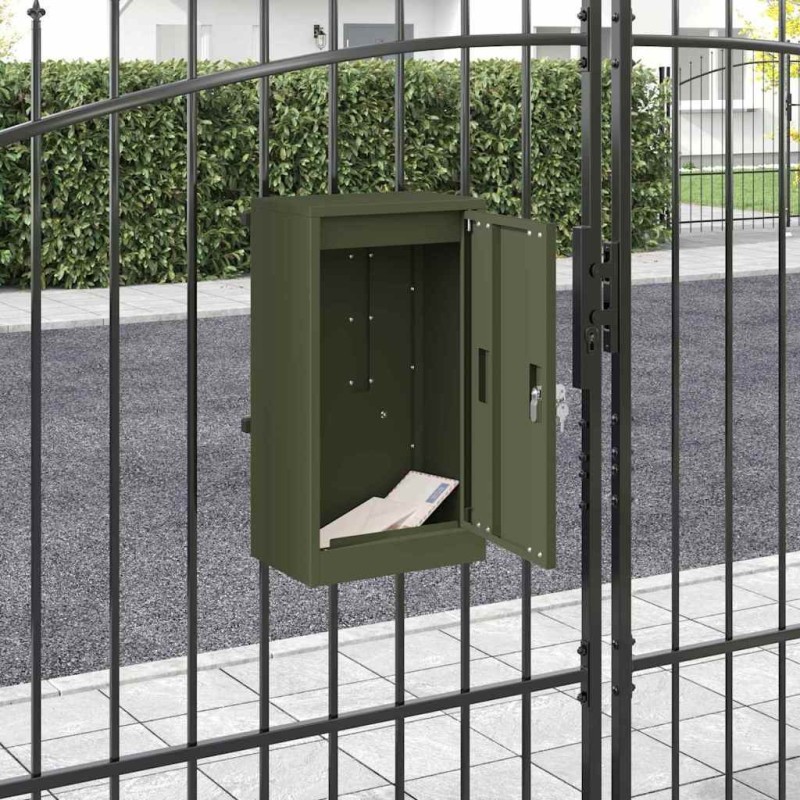 boîte aux lettres avec porte Vert olive 30 x 20 x 55 cm Acier 537188537188