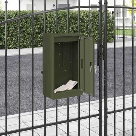 boîte aux lettres avec porte Vert olive 30 x 20 x 55 cm Acier 537188537188
