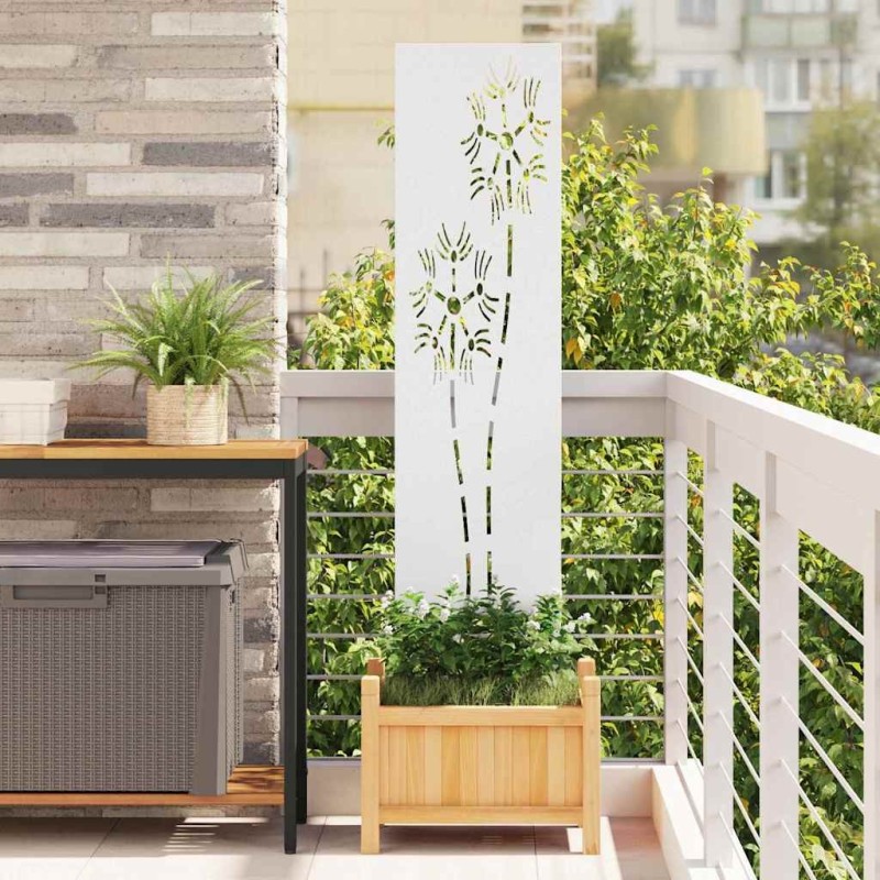 Écran de confidentialité de jardin Fretwork Blanc 32 x 140 cm 537232537232