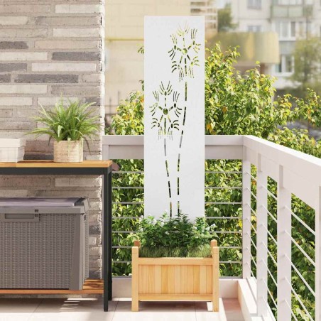 Écran de confidentialité de jardin Fretwork Blanc 32 x 140 cm 537232537232