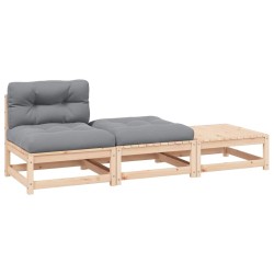 Salon de jardin 3 pcs avec coussins Bois de pin massif 537267537267