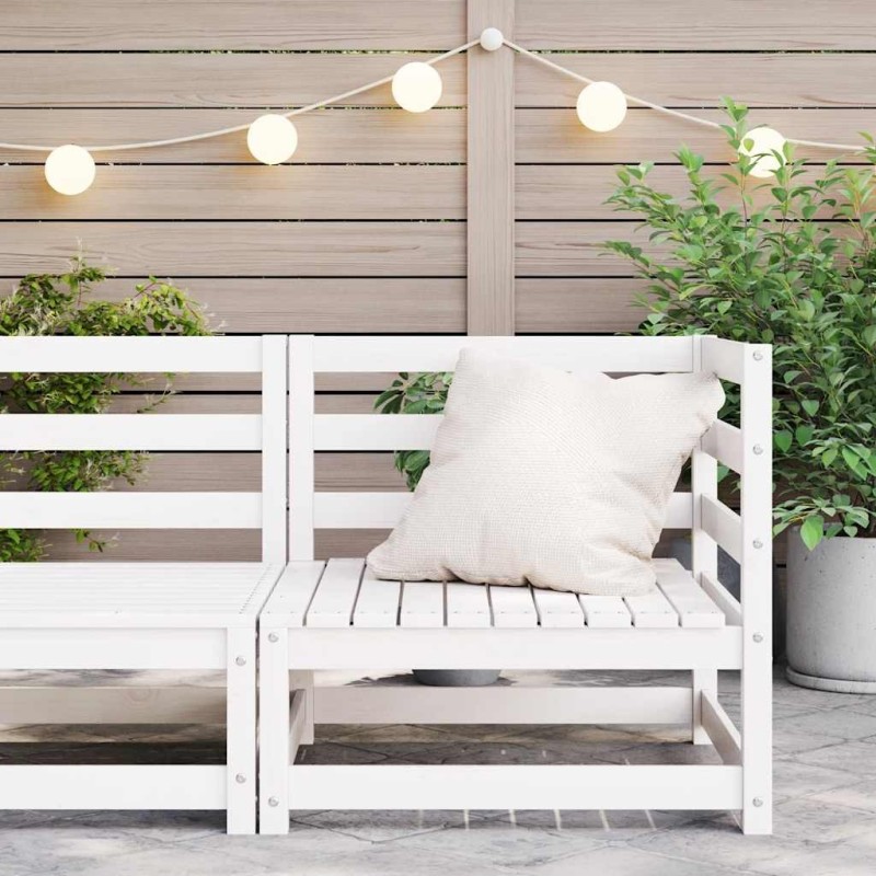 Canapé d'angle de jardin blanc bois de pin massif 537284537284