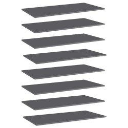 Panneaux bibliothèque 8 pcs Gris brillant 80x30x1,5cm Aggloméré 537300537300