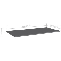 Panneaux bibliothèque 8 pcs Gris brillant 80x30x1,5cm Aggloméré 537300537300