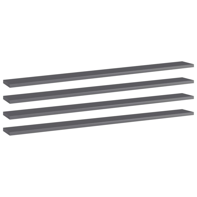 Panneaux bibliothèque 4pcs Gris brillant 100x10x1,5cm Aggloméré 537301537301