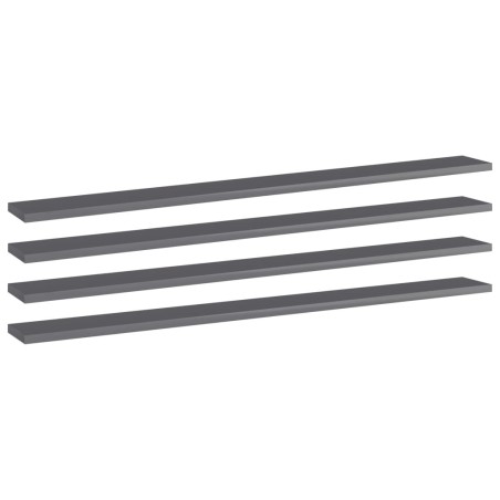 Panneaux bibliothèque 4pcs Gris brillant 100x10x1,5cm Aggloméré 537301537301