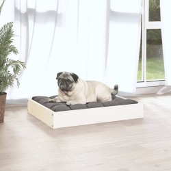 Lit pour chien Blanc 61,5x49x9 cm Bois de pin solide 537327537327