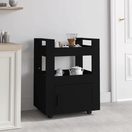Chariot de cuisine Noir 60x45x80 cm Bois d'ingénierie 537341537341