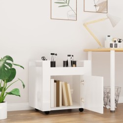 Chariot de bureau Blanc brillant 60x45x60 cm Bois d'ingénierie 537358537358