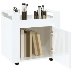 Chariot de bureau Blanc brillant 60x45x60 cm Bois d'ingénierie 537358537358